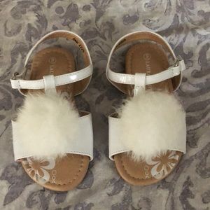 Laura Ashley fuzzy Pom shoes